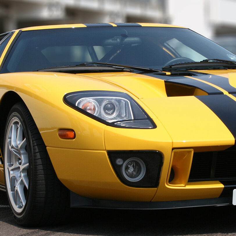 Paint protection film on yellow supercar.